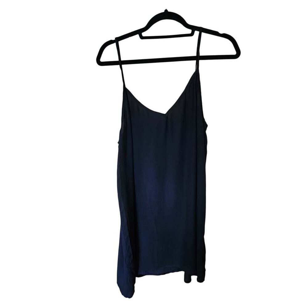 Womens Black Polyester & Rayon Slip Dress S
